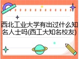 西北工业大学有出过什么知名人士吗(西工大知名校友)
