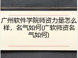 广州软件学院师资力量怎么样，名气如何(广软师资名气如何)