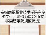 安徽商贸职业技术学院有多少学生，师资力量如何(安徽商贸学院规模师资)