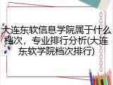 大连东软信息学院属于什么档次，专业排行分析(大连东软学院档次排行)
