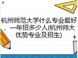 杭州师范大学什么专业最好，一年招多少人(杭州师大优势专业及招生)