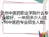 达州中医药职业学院什么专业最好，一年招多少人(达州中医药专业招生人数)