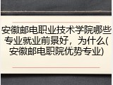 安徽邮电职业技术学院哪些专业就业前景好，为什么(安徽邮电职院优势专业)