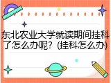 东北农业大学就读期间挂科了怎么办呢？(挂科怎么办)