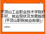 平顶山工业职业技术学院好不好，就业现状及发展趋势(平顶山职院就业前景)
