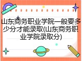 山东商务职业学院一般要多少分才能录取(山东商务职业学院录取分)