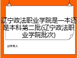 辽宁政法职业学院是一本还是本科第二批(辽宁政法职业学院批次)