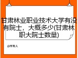 甘肃林业职业技术大学有没有院士，大概多少(甘肃林职大院士数量)