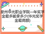 泉州华光职业学院一年奖学金最多能拿多少(华光奖学金最高额)