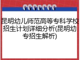 昆明幼儿师范高等专科学校招生计划详细分析(昆明幼专招生解析)