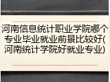 河南信息统计职业学院哪个专业毕业就业前景比较好(河南统计学院好就业专业)