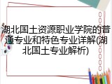 湖北国土资源职业学院的普通专业和特色专业详解(湖北国土专业解析)