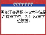 黑龙江交通职业技术学院是否有双学位，为什么(双学位原因)