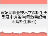 曹妃甸职业技术学院招生类型及申请条件解读(曹妃甸职院招生解析)