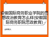 安徽国际商务职业学院的思想政治教育怎么样(安徽国际商务职院思政教育)