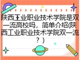 陕西工业职业技术学院是双一流高校吗，简单介绍(陕西工业职业技术学院双一流？)