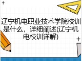 辽宁机电职业技术学院校训是什么，详细阐述(辽宁机电校训详解)