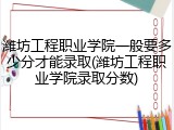 潍坊工程职业学院一般要多少分才能录取(潍坊工程职业学院录取分数)