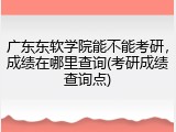 广东东软学院能不能考研，成绩在哪里查询(考研成绩查询点)