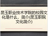 昆玉职业技术学院的校园文化是什么，简介(昆玉职院文化简介)