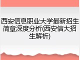 西安信息职业大学最新招生简章深度分析(西安信大招生解析)