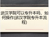 武汉学院可以专升本吗，如何操作(武汉学院专升本流程)