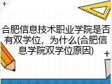 合肥信息技术职业学院是否有双学位，为什么(合肥信息学院双学位原因)