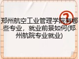 郑州航空工业管理学院有哪些专业，就业前景如何(郑州航院专业就业)