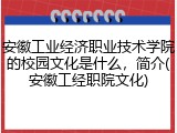 安徽工业经济职业技术学院的校园文化是什么，简介(安徽工经职院文化)