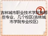 吉林城市职业技术学院有哪些专业，几个校区(吉林城市学院专业校区)