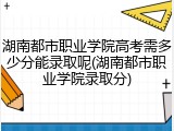 湖南都市职业学院高考需多少分能录取呢(湖南都市职业学院录取分)
