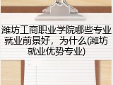 潍坊工商职业学院哪些专业就业前景好，为什么(潍坊就业优势专业)