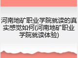 河南地矿职业学院就读的真实感觉如何(河南地矿职业学院就读体验)