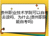 贵州职业技术学院可以自考去读吗，为什么(贵州职院能自考吗)
