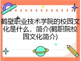 鹤壁职业技术学院的校园文化是什么，简介(鹤职院校园文化简介)