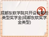成都东软学院共开设有哪些类型奖学金(成都东软奖学金类型)