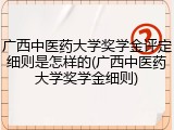 广西中医药大学奖学金评定细则是怎样的(广西中医药大学奖学金细则)