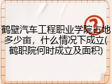 鹤壁汽车工程职业学院占地多少亩，什么情况下成立(鹤职院何时成立及面积)