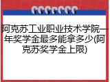 阿克苏工业职业技术学院一年奖学金最多能拿多少(阿克苏奖学金上限)