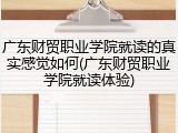广东财贸职业学院就读的真实感觉如何(广东财贸职业学院就读体验)