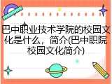 巴中职业技术学院的校园文化是什么，简介(巴中职院校园文化简介)