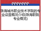 珠海城市职业技术学院的专业设置概况介绍(珠海职院专业概览)