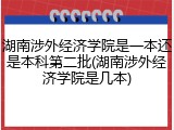 湖南涉外经济学院是一本还是本科第二批(湖南涉外经济学院是几本)