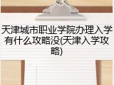 天津城市职业学院办理入学有什么攻略没(天津入学攻略)