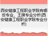 西安健康工程职业学院有哪些专业，王牌专业分析(西安健康工程职业学院专业分析)