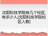沈阳科技学院有几个校区,有多少人(沈阳科技学院校区人数)