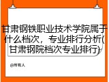 甘肃钢铁职业技术学院属于什么档次，专业排行分析(甘肃钢院档次专业排行)