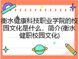 衡水健康科技职业学院的校园文化是什么，简介(衡水健职校园文化)
