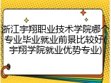 浙江宇翔职业技术学院哪个专业毕业就业前景比较好(宇翔学院就业优势专业)