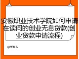 安徽职业技术学院如何申请在读间的创业无息贷款(创业贷款申请流程)